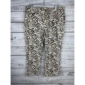 Leopard Print Capri Pants - Beige/Black